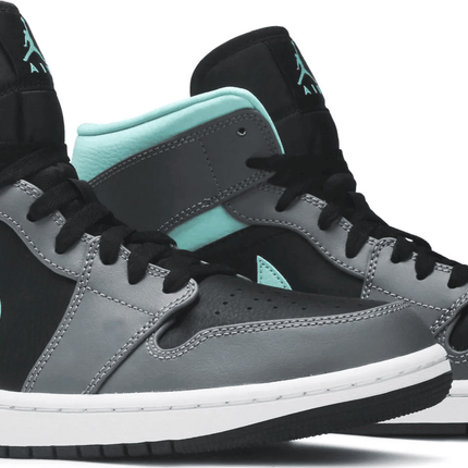 Men's Air Jordan 1 Mid Grey Aqua Shoes
