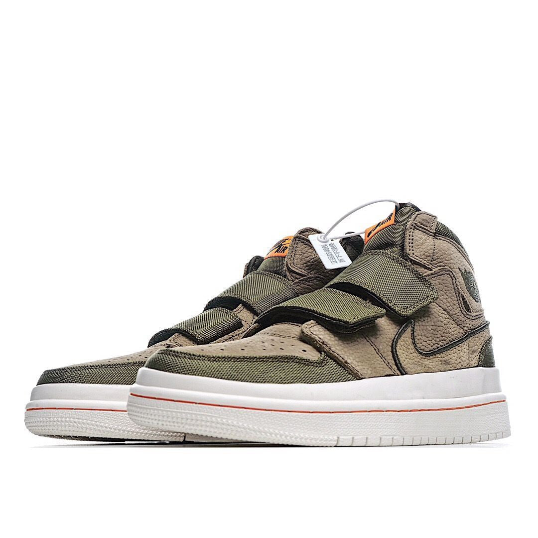 Men's Air Jordan 1 High Double Strap Olive Green Shoes