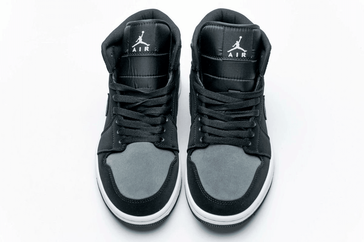 Men's Air Jordan 1 Mid White Black Grey Shoes