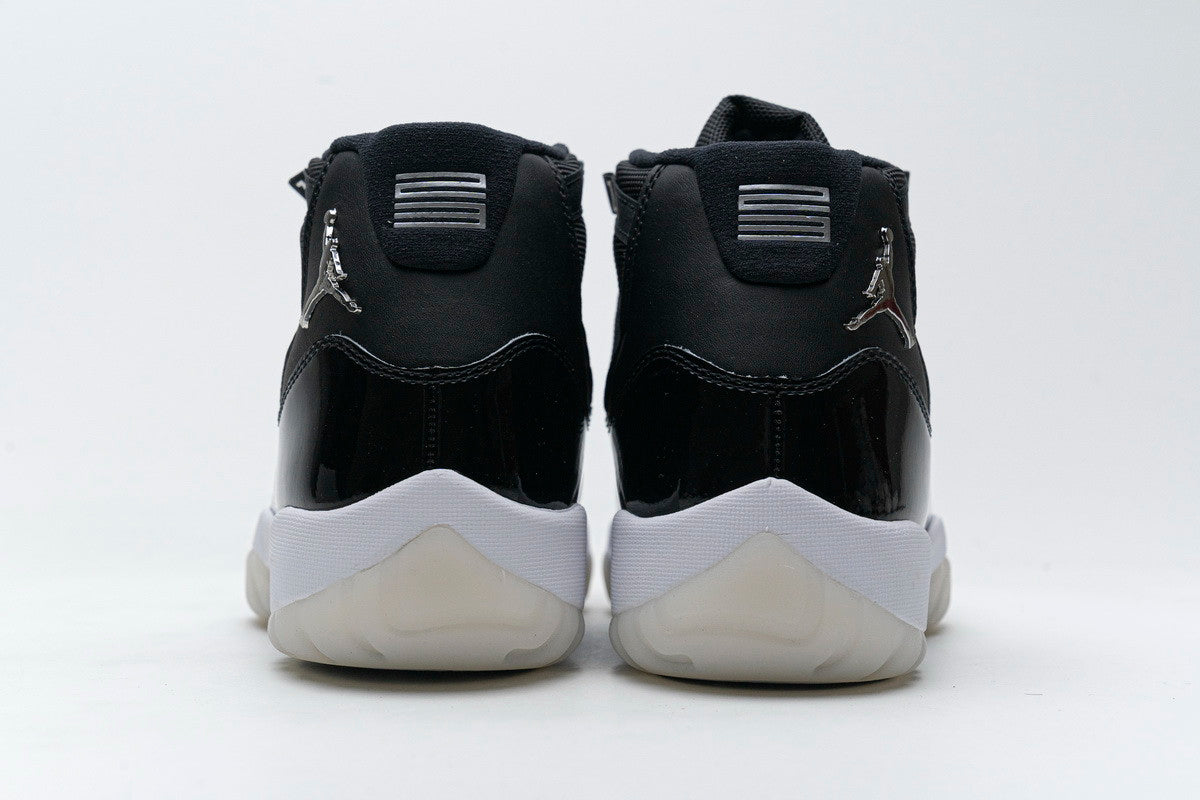 Men's Air Jordan 11 25th Anniversary Black Silver Eyelets Shoes
