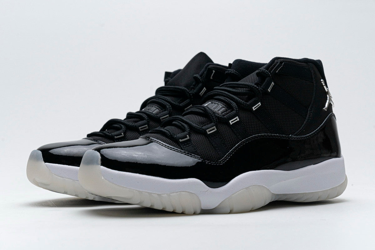 Men's Air Jordan 11 25th Anniversary Black Silver Eyelets Shoes