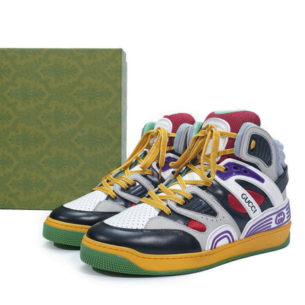 Men's Gucci Basket Black Red White Sneaker Shoes