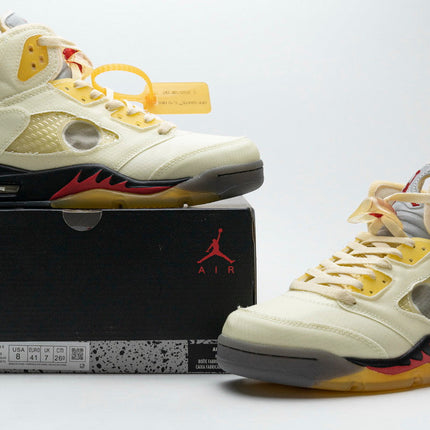 Men's Off-White x Air Jordan 5 Retro SP Sail Shoes