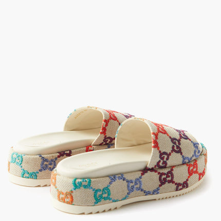 Women's Gucci Angelina Logo-Embroidered Canvas Slides Shoes