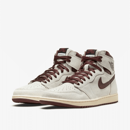 Men's A Ma Maniere x Air Jordan 1 Retro High OG SP Sail And Burgundy Shoes