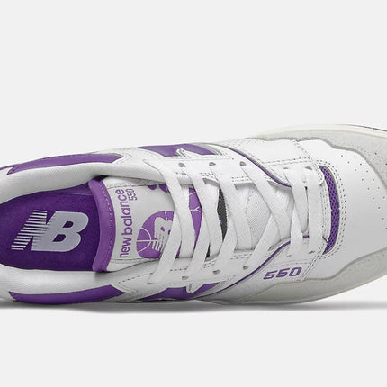 Men's New Balance 550 White and Purple Shoes