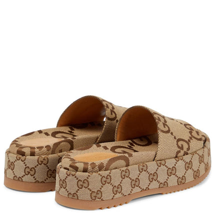 Women's Gucci Maxi Canvas Platform Slides Shoes