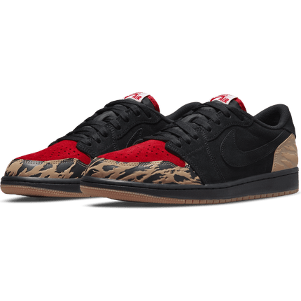 Men's SoleFly Ãƒâ€” Air Jordan 1 Retro Low OG SP Black And Sport Red Shoes