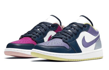 Men's Air Jordan 1 Low SE Mismatched Purple Magenta Shoes