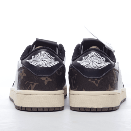 Men's Air Jordan 1 Low x LV x Fragment x Travis Scott Brown Black White Shoes