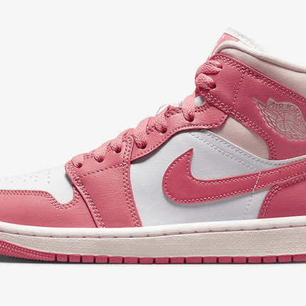 Men's Air Jordan 1 Mid Strawberries And Cream Pink White Shoes