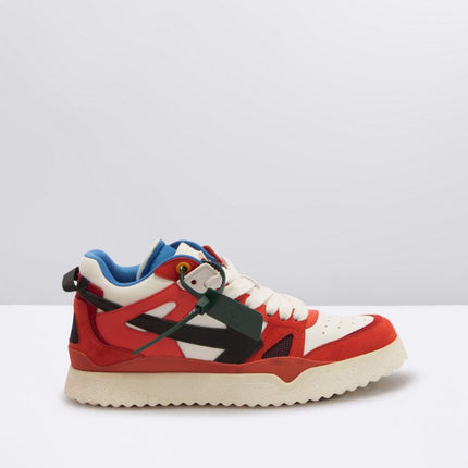 Men's Off White Men Mid -Top Sponge Sneaker In Red Black