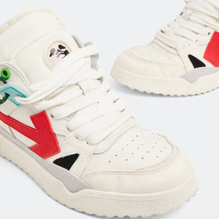 Men's Off White Men Mid -Top Sponge Sneaker In White Red