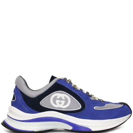 Men's Gucci Run Lace-Up Blue Sneakers