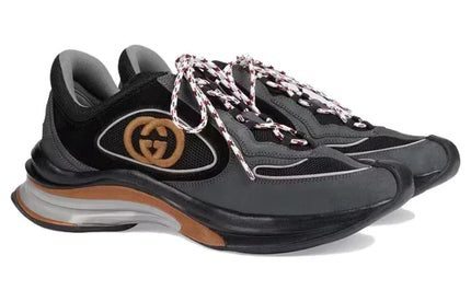 Men's Gucci Run Suede Black Grey Suede Sneakers