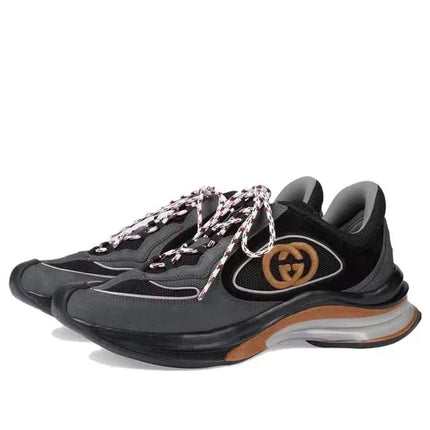 Men's Gucci Run Suede Black Grey Suede Sneakers