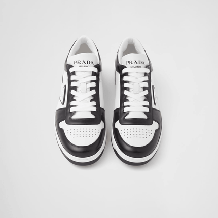 Prada Downtown Leather Black White Sneakers