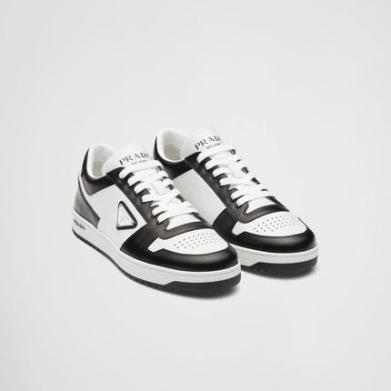 Prada Downtown Leather Black White Sneakers