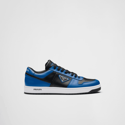 Prada Downtown Leather Black Cobalt Blue Sneakers