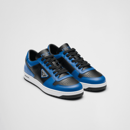 Prada Downtown Leather Black Cobalt Blue Sneakers