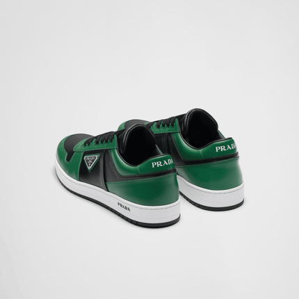 Prada Downtown Leather Black Green Sneakers