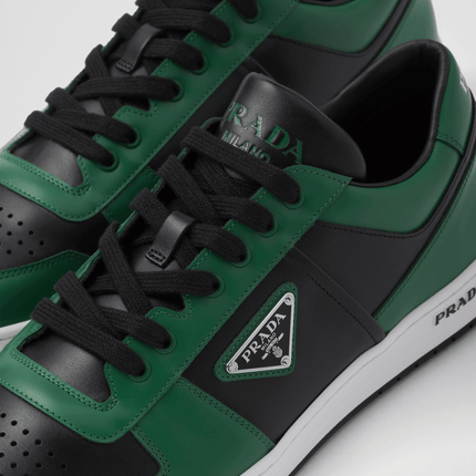 Prada Downtown Leather Black Green Sneakers