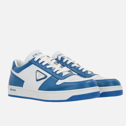 Prada Downtown Leather Blue Sneakers