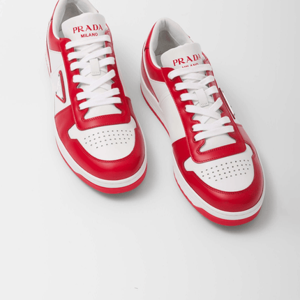 Prada Downtown Leather Lacquer Red Sneakers