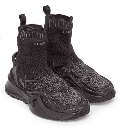 Men's Fendi Street Style Plain Sock Noir Sneakers