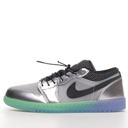Men's Air Jordan 1 Metallic Silver Gradient Shoes