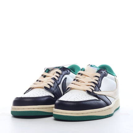 Men's Pk God Fragment Design x Travis Scott x Air Jordan 1 Retro Low Green Black White Shoes