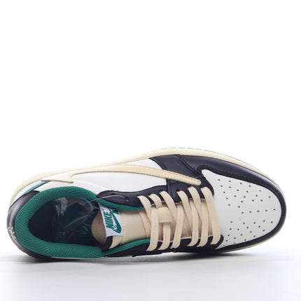 Men's Pk God Fragment Design x Travis Scott x Air Jordan 1 Retro Low Green Black White Shoes