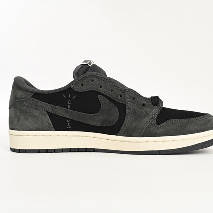 Men's Travis Scott x Air Jordan 1 Low Black Grey Low Shoes