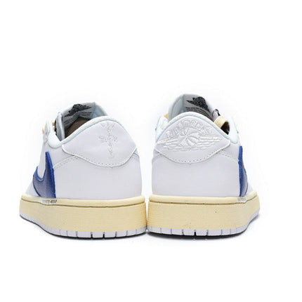 Men's Travis Scott x Air Jordan 1 Low White Blue Shoes