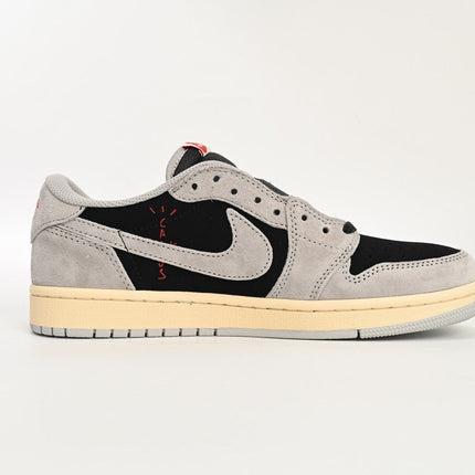 Men's Travis Scott x Air Jordan 1 Low White Grey Low Gang Shoes