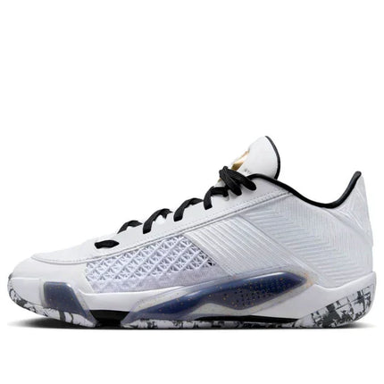 Men's Air Jordan 38 White Metallic Gold Black Shoes