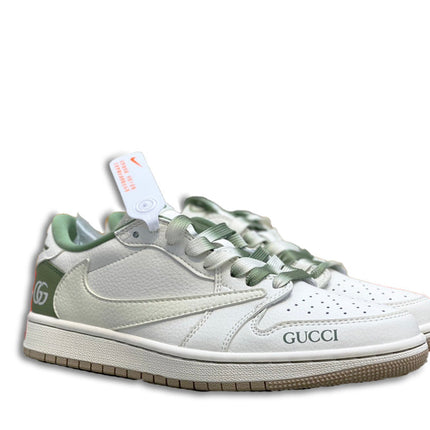 Men's Nike Gucci x Air Jordan 1 Low White Green Shoes