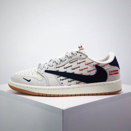 Men's Travis Scott x Fragment Design x Air Jordan 1 Low OG Supreme Shoes