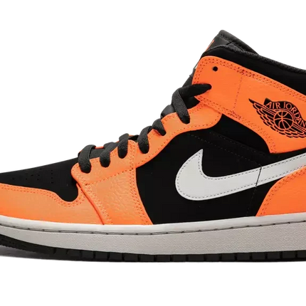 Men's Air Jordan 1 Mid Black Cone Light Bone Orange Shoes