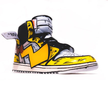 Men's Air Jordan 1 Mid Off-WhiteÃ¢â€žÂ¢ x AJ1 'Detective Pikachu' Premiere Shoes