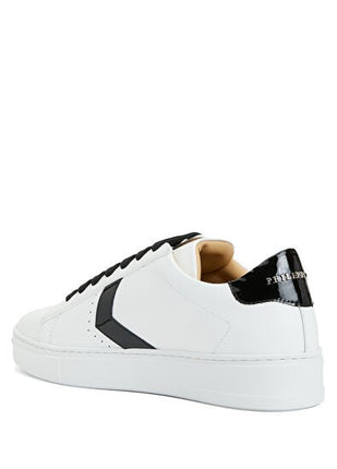 Philipp Plein Lo-Top Arrow Force Men's Leather Sneaker In Black and White