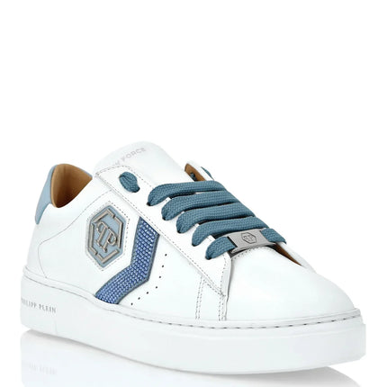 Philipp Plein Lo-Top Arrow Force Men's Leather Sneaker In Blue White