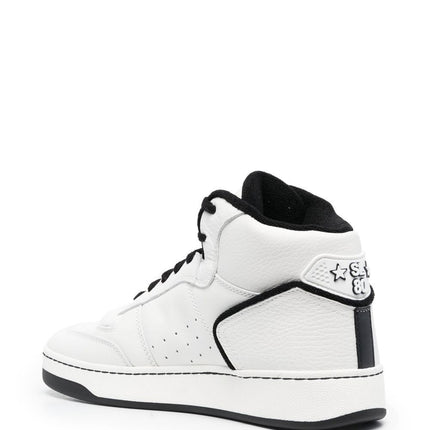 Men's Saint Laurent SL80 High-Top Sneakers In White And Black