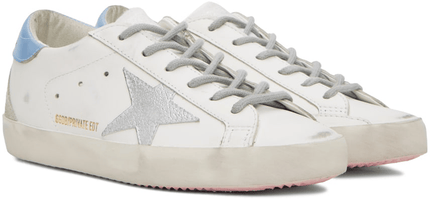 Men's SSENSE Exclusive White Super-Star Sneakers In Lilac Silver