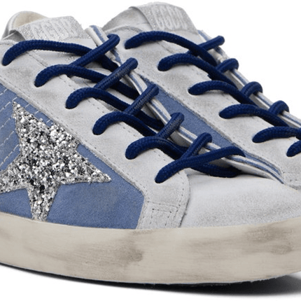 Men's SSENSE Exclusive White Super-Star Sneakers In Silver Blue Gray