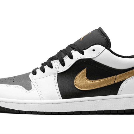 Men's Air Jordan 1 Low Gold Swoosh Shoes