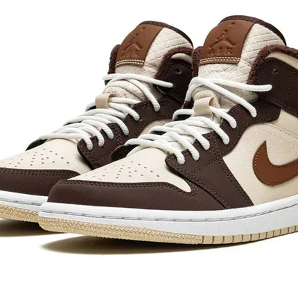 Men's Air Jordan 1 Mid Brown Basalt Fleece Shoes