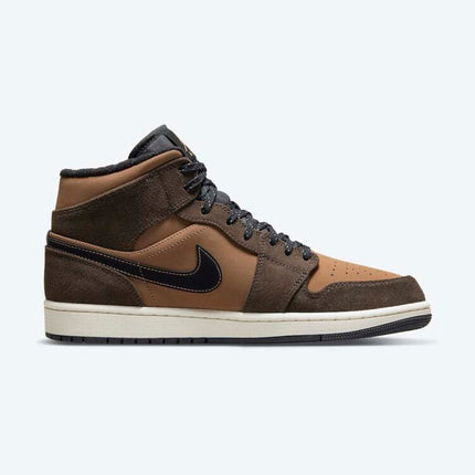 Men's Air Jordan 1 Mid 'Black Swooshes' Shoes