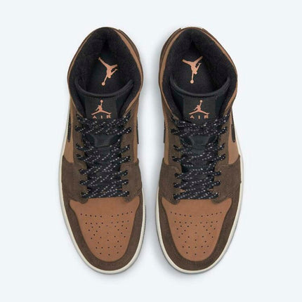 Men's Air Jordan 1 Mid 'Black Swooshes' Shoes