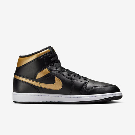 Men's Air Jordan 1 Mid 'Black Metallic Gold' Shoes